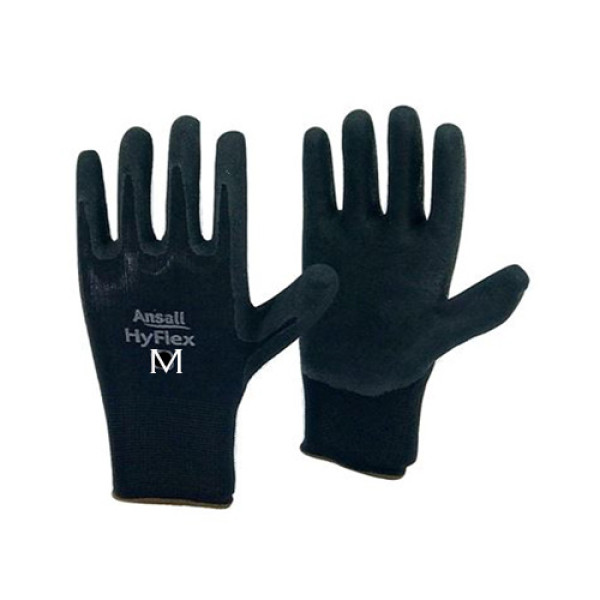 Wholesale Ansall Black LATEX PALM COATED Nylon flexible glove-Medium