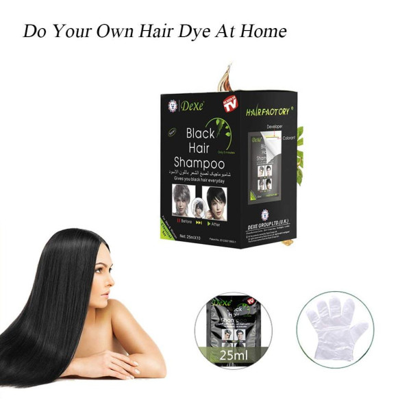 Wholesale Instant Hair Dye Hair Coloring Shampoo Semi-Permanent Shampoo-10-Bags of Box-Black