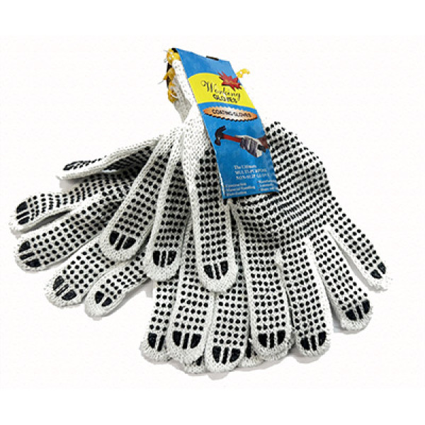 Wholesale Double Side PVC Dotted White String Knit Work Gloves