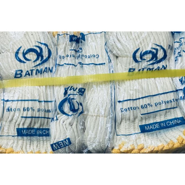 Wholesale Batman 100-pairs White string knit work gloves