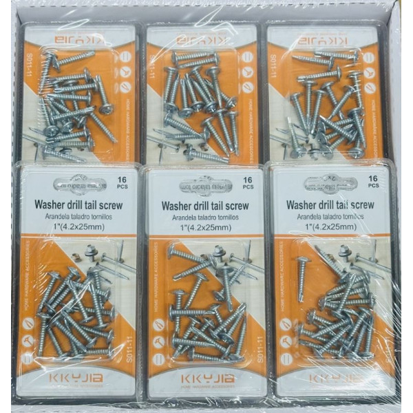 Wholesale 16pcs washer drill tail screw