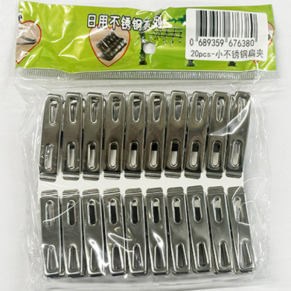 Wholesale 20 of Pack Heavy Duty Clothes Hangers Stainless Steel Clothes Clips Silver