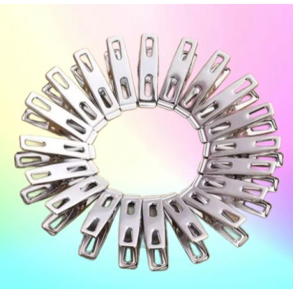 Wholesale 20 of Pack Heavy Duty Clothes Hangers Stainless Steel Clothes Clips Silver