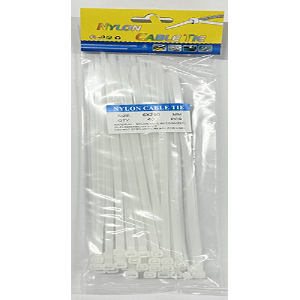 Wholesale whiter Self-Locking Nylon Cable Ties 6 x 250mm