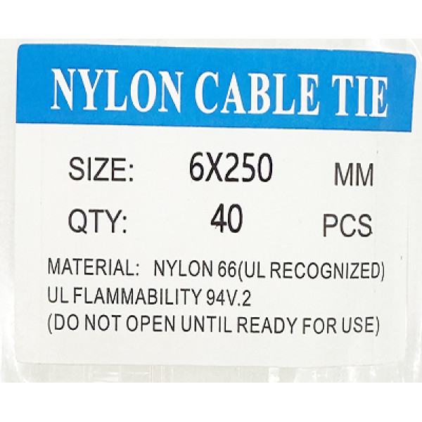 Wholesale whiter Self-Locking Nylon Cable Ties 6 x 250mm