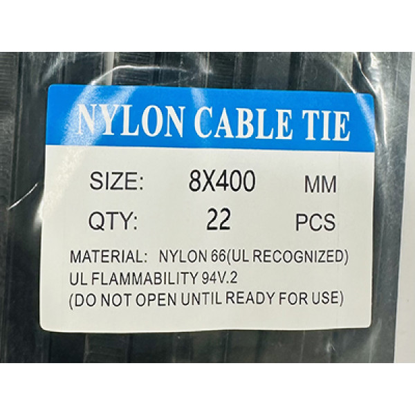 Wholesale Black Self-Locking Nylon Cable Ties 8 x 400mm
