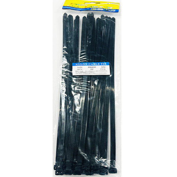 Wholesale Black Self-Locking Nylon Cable Ties 8 x 400mm