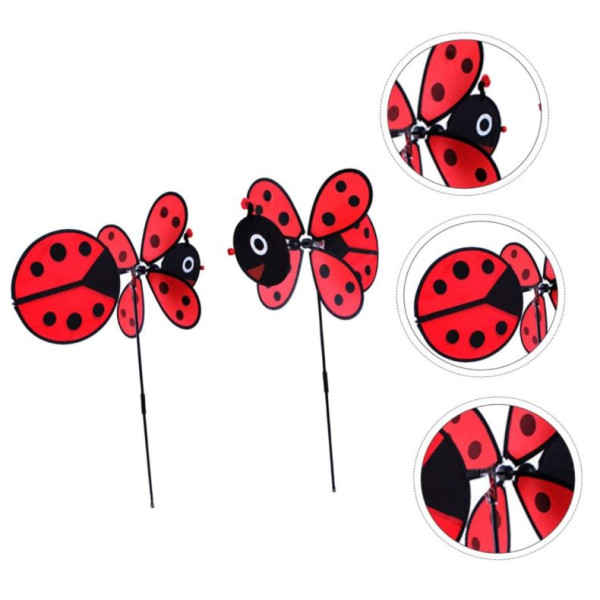 Wholesale Ladybug Spinning Windmill Toy Children Outdoor Spinner Children Sculpture Red
