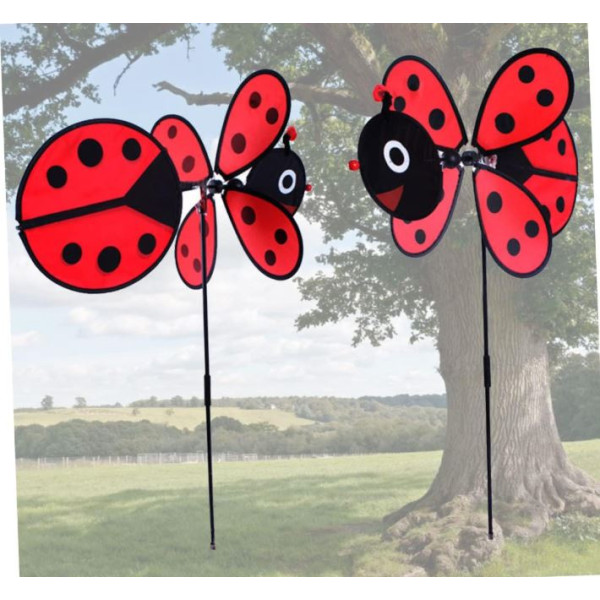 Wholesale Ladybug Spinning Windmill Toy Children Outdoor Spinner Children Sculpture Red