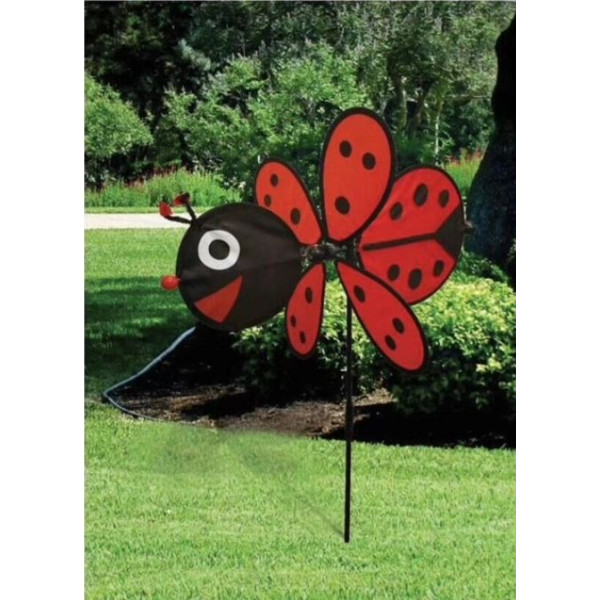 Wholesale Ladybug Spinning Windmill Toy Children Outdoor Spinner Children Sculpture Red