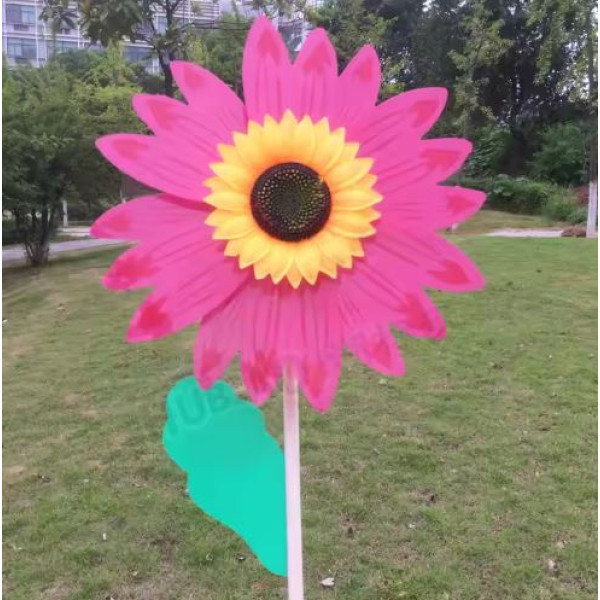 Wholesale 36cm wooden pole sunflower windmill garden windmill rotating flower