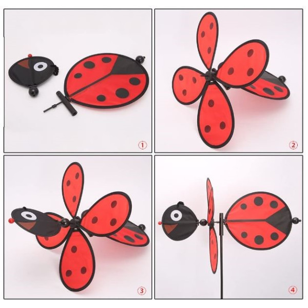 Wholesale Ladybug Spinning Windmill Toy Children Outdoor Spinner Children Sculpture Red